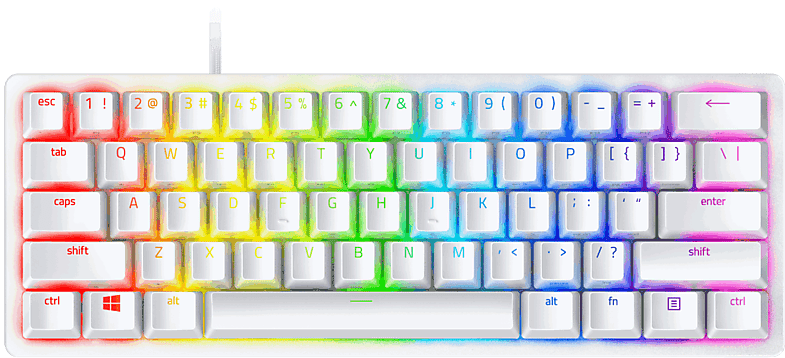 Teclado gaming - Razer Huntsman Mini, USB-C, Retroiluminación, Switches ópticos Razer™, Blanco