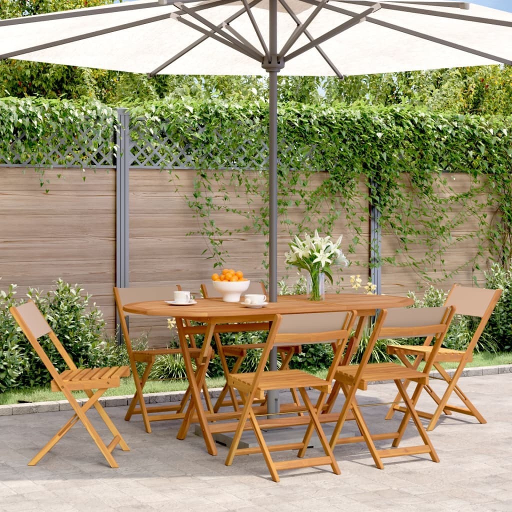 Maison Exclusive - Klappstühle, 6-teilig, taupefarbener Stoff und Massivholz