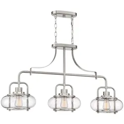 Hängeleuchte Deckenlampe Pendellampe Metall Glas Nickel B 96,5 cm Esszimmerlampe