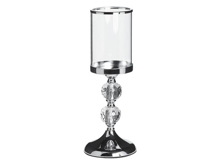 Beliani Kerzenständer Silber 36 cm Cotui, Silberfarben, Glas, 13x36x13 cm, Dekoration, Kerzen & Kerzenhalter, Teelichthalter