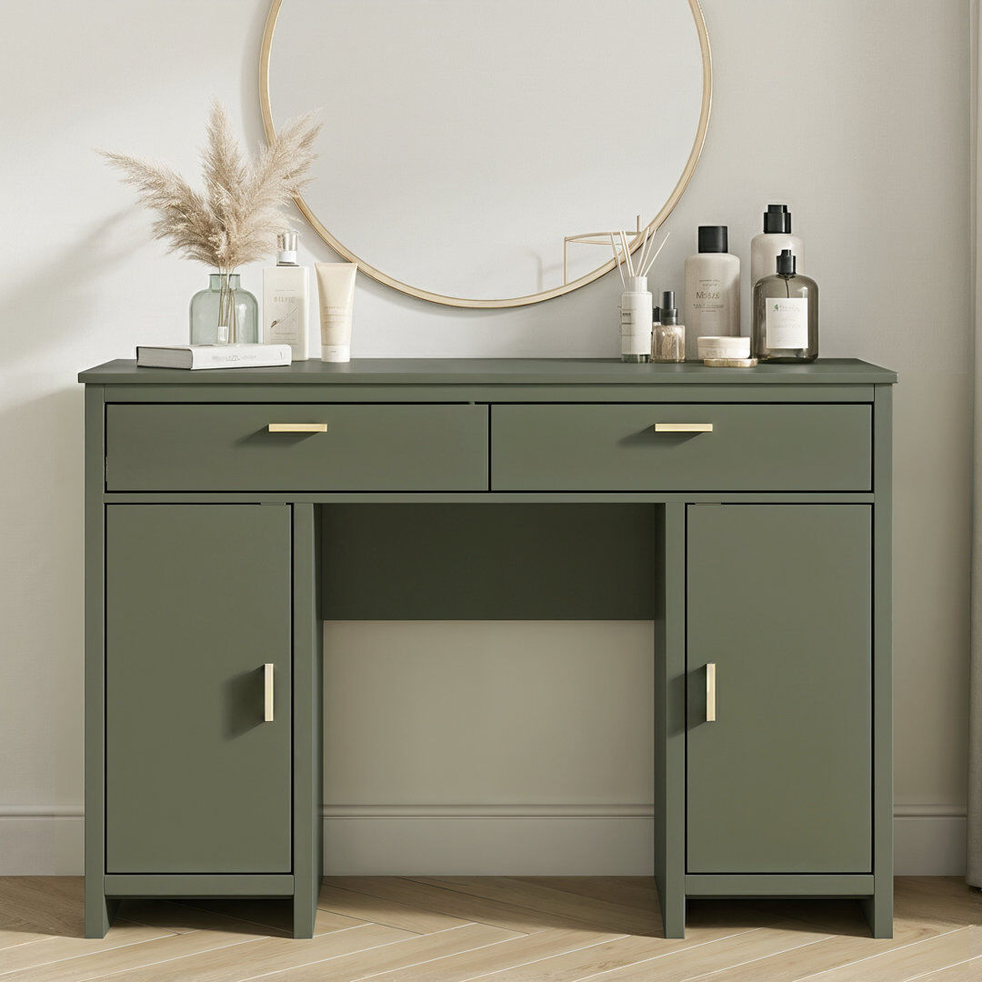 Gracie Oaks Bonnie 2 Door 2 Drawer Modern Dressing Table Kale Green 80.9cm H X 119cm W X 39.8cm D