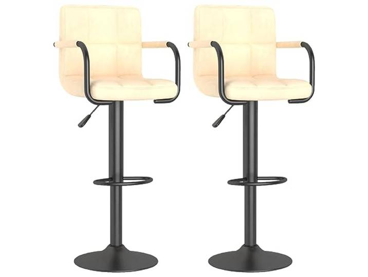 Barhocker, Samt, Creme, 2 Stück, 360° drehbar, mit Verstellbarkeit Robuster Stahlrahmen, bequeme Fußstütze, maximale Belastung 110 kg, modernes Design, ideal für Bar und Esszimmer