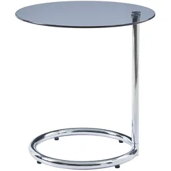 En.Casa, Couchtisch + Beistelltisch, Beistelltisch Ylivieska 46xØ45 cm Chromfarben/Grauglas (45 x 46 cm)
