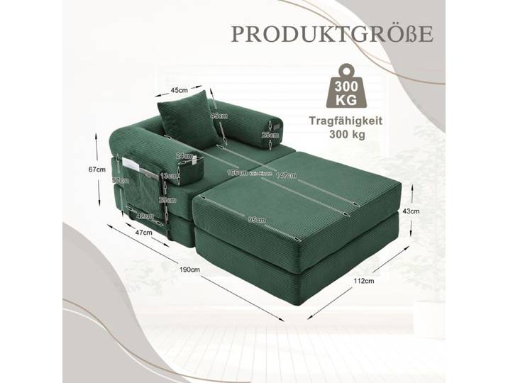 Fauteuil modulaire en velours côtelé - Velours côtelé doux et résistant - Design ergonomique