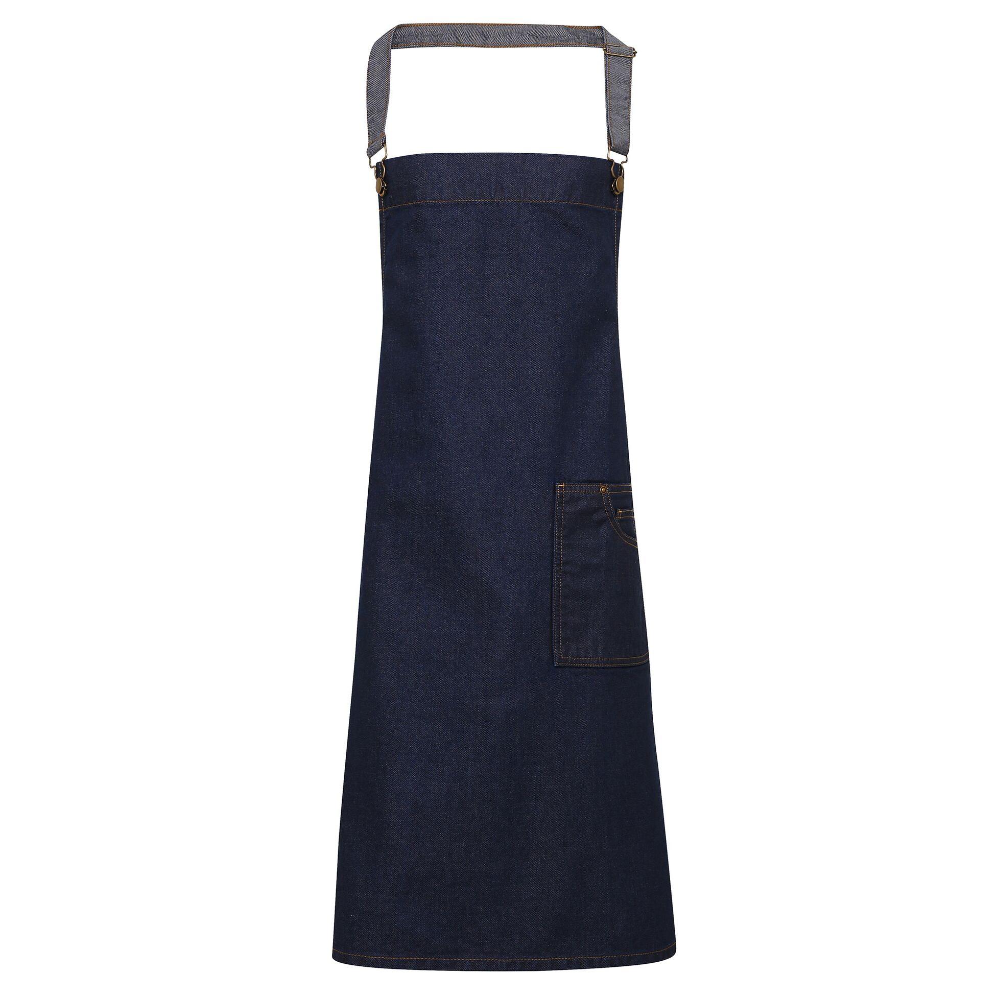 Premier Unisex Erwachsene Bezirk gewachst Look Denim Lätzchen Schürze (Indigo Denim)