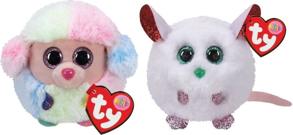 TY Teeny Puffies Pluchen Dieren Regenboogpoedel en Kerstmuis