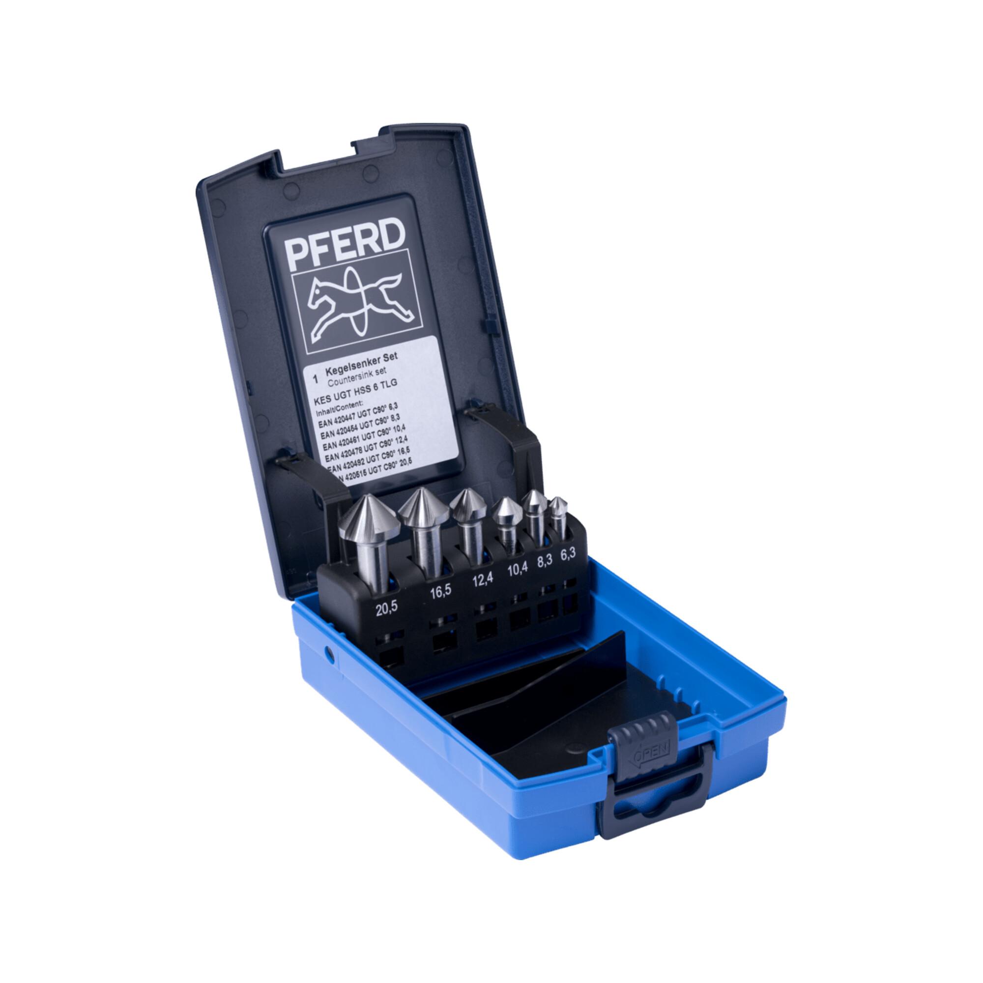 PFERD TOOLS HSS-Kegelsenker-Set UGT 6-tlg. DIN 335 C 90° mit Ungleichteilung (25202192)
