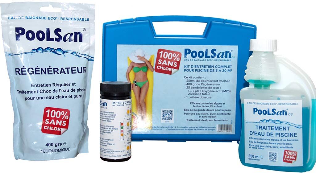 Kit d'entretien complet Poolsan sans chlore piscine 5-20m³