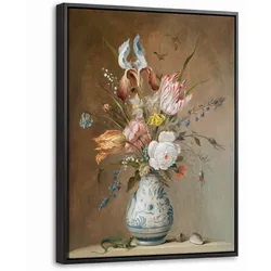 LEINWAND Bilder mit Rahmen - Alte Meister - Blumen - Balthasar van der Ast - 30x40