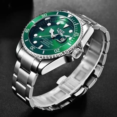 Uplifted Goods Luxury Diver Watch 30 ATM Waterproof With Date Display gold Blue Face