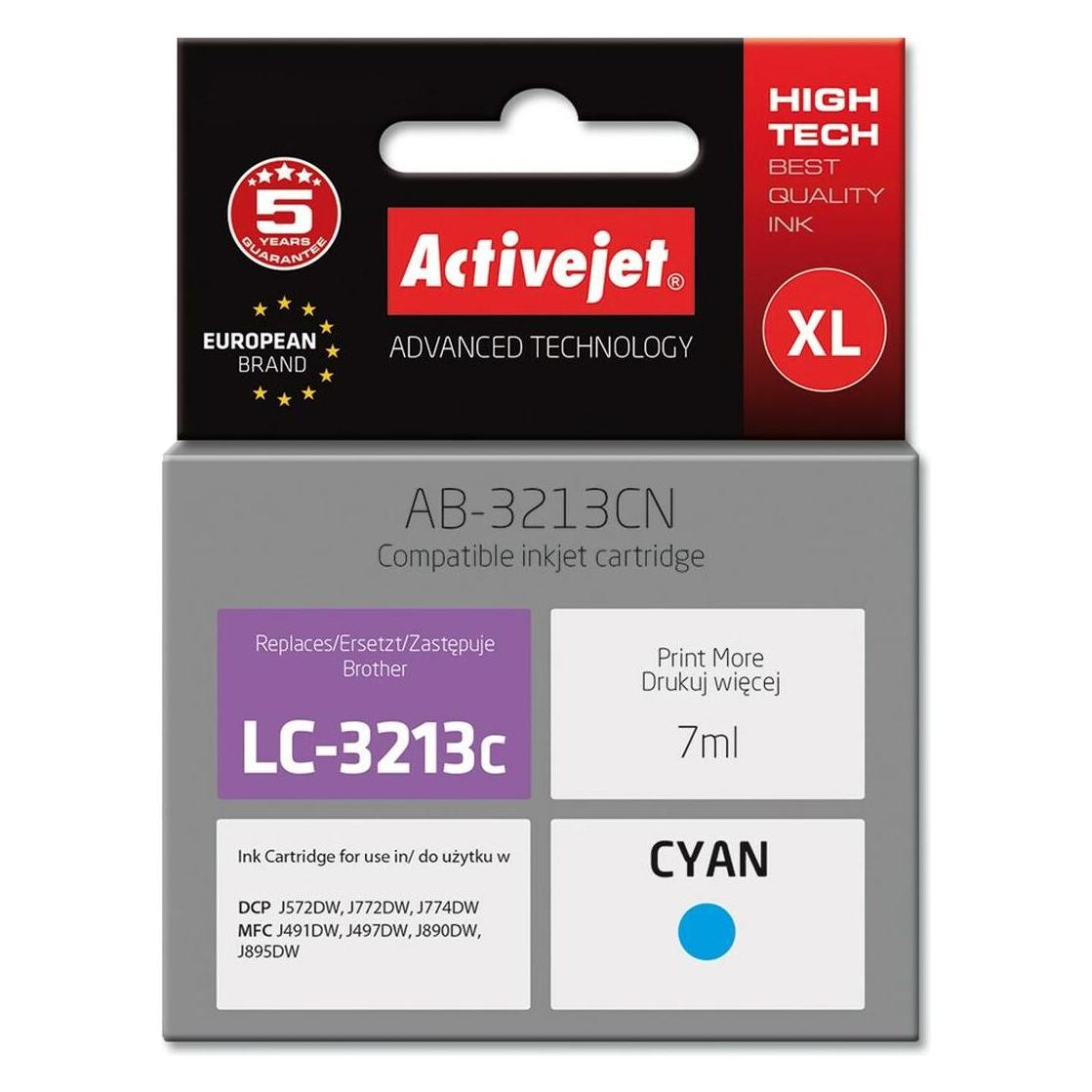 Activejet AB-3213CN Druckertinte für Brother Brother LC3213C Ersatz Supreme 7 ml blau (BK) (AB-3213CN)