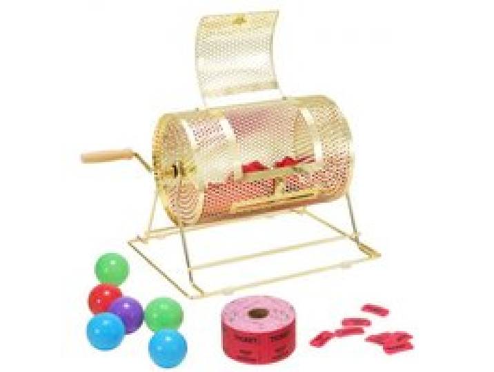 VEVOR Lottery Drum Lucky Child Capaciteit 3500 Tickets of 100 Tombola Balls, Professionele Metalen Loterij Draaitafel, Loterijdoos voor Loterijspellen Goud