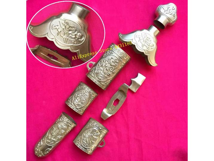 Ensemble d'épée chinoise KungFu TaiJi, accessoire en cuivre, bambou sculpté Meilan, chrysanthème pour taichapel chinois, raccords WuShu Dao Jian