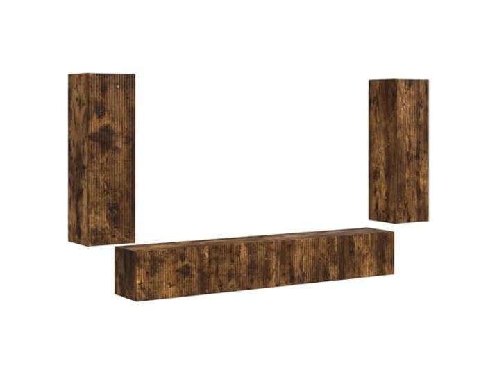 KGFHERENB TV Wandboard Set 4-Teilig Hängeschrank Geräucherte Eiche Dieses wandmontierte Lowboard Set nutzt den Platz im Wohnzimmer oder Schlafzimmer optimal und ordnet Ihre Mediengeräte.