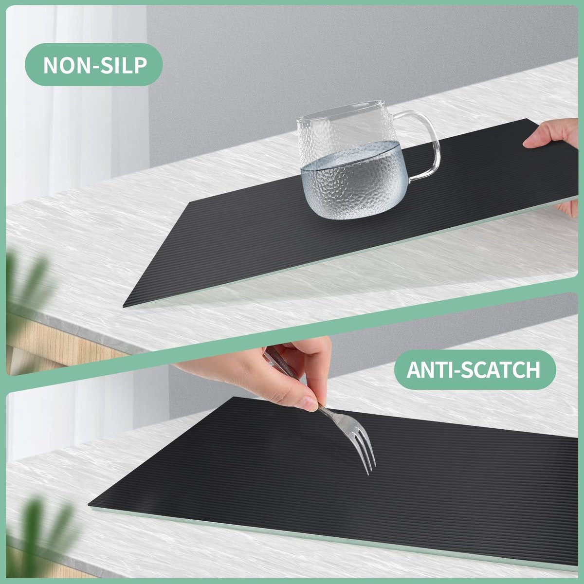 Omgoods Waterdichte Keukenlade Mat Antislip - Zwart - Breedte: 40 cm, Lengte: 600 cm