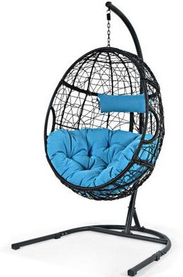 Costway Hanging Cushioned Hammock Chair with Stand-Blue