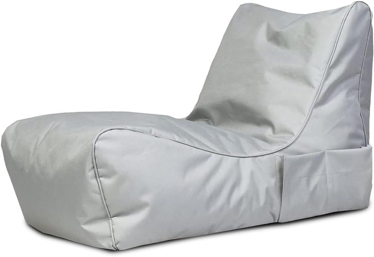 Polyester Poef Zitzak Armstoel met Handvat - Parelmoer - B/D/H: 80 x 60 x 60 cm