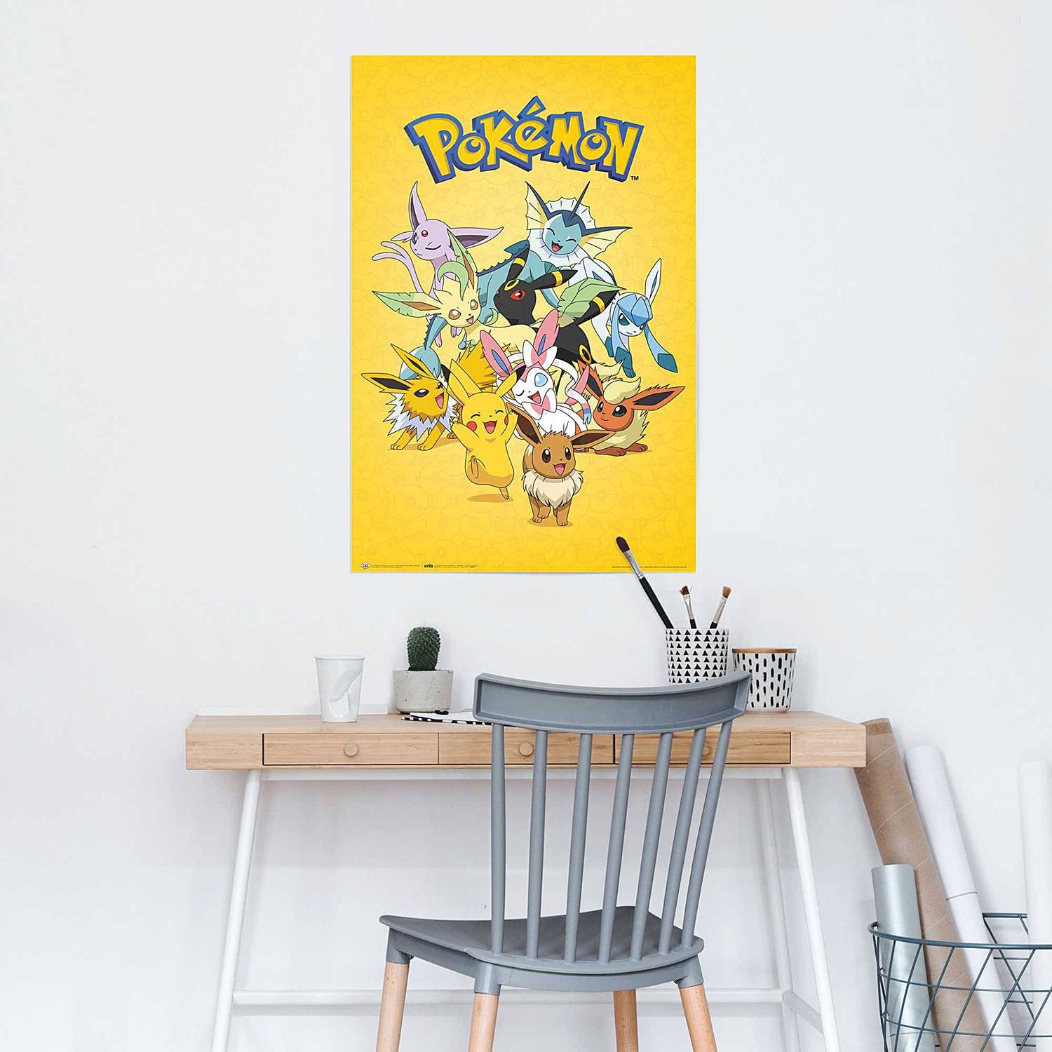 home24 Pokémon Evolutions poster, geel, papier, 61 x 92 cm