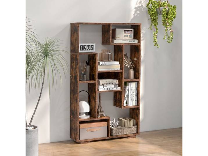 GIANTEX Bibliothèque Géométrique à 9 Compartiments Style Industriel- Étagère de rangement- Salon Chambre Bureau- 70x20x120cm-