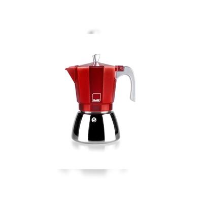IBILI - Elba Red Espressokocher, 6 Tassen, 300 ml, Aluminiumguss, Edelstahlboden, induktionsgeeignet
