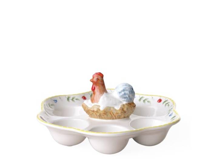 Villeroy & Boch – Spring Awakening Eierteller Hahn Und Henne 20 Cm Weiß/Bunt, Ostern Deko, Deko Ostern, Oster Deko, Premium Porzellan