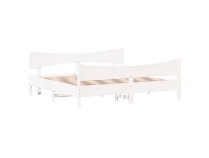 KTHLBRH Doppelbett weiß 200 x 200 cm Kiefer massiv Inklusive Lattenrost, funktionales Kopfteil, atmungsaktive Unterstützung, robuste Struktur