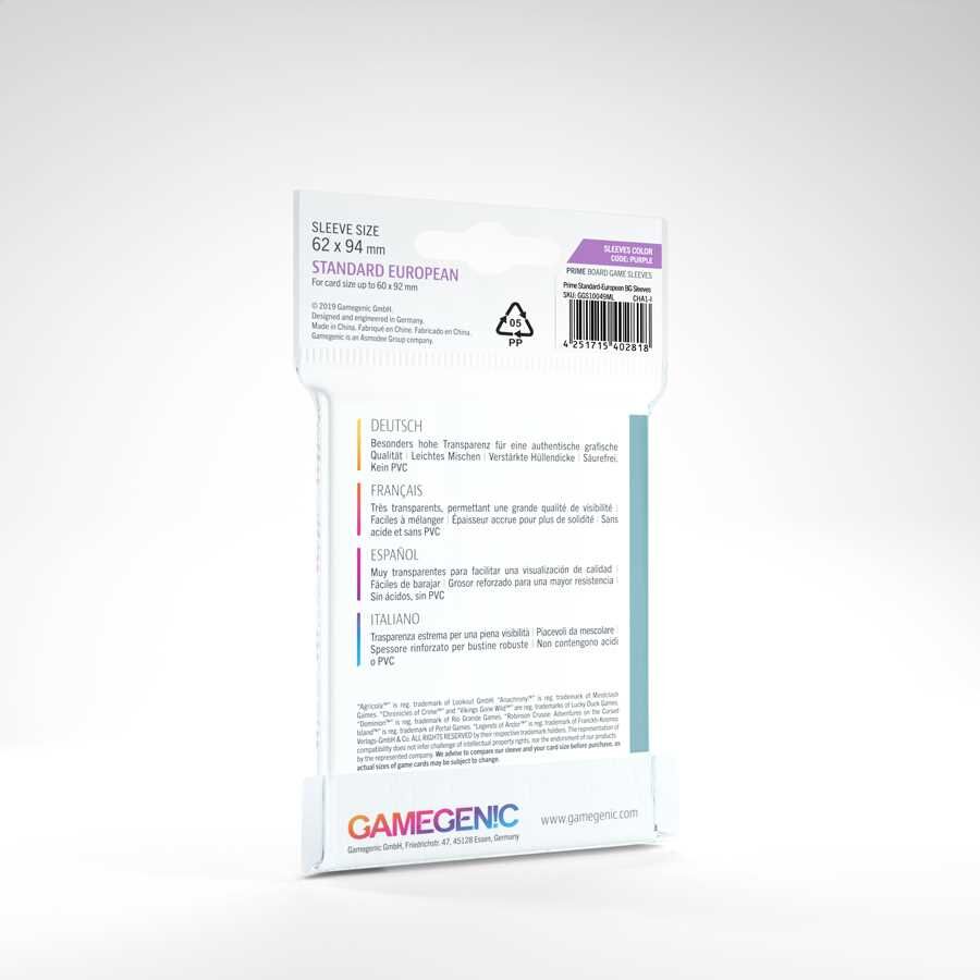 Gamegenic PRIME Standard European-Sized Sleeves for 62 x 94 mm Cards, 50 Pack