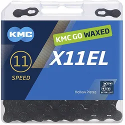 KMC Fahrrad Kette X11EL BlackTech WAXED 11-fach blacktech 118 Glieder, 1/2 x 11..."