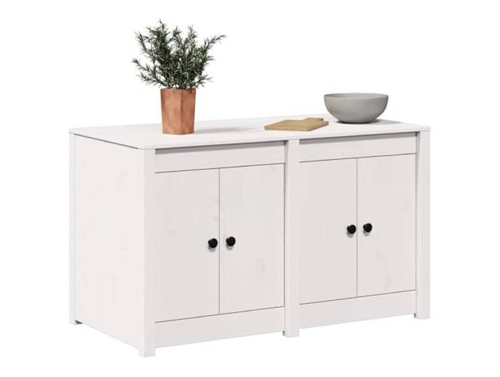 vidaXL Küchenschrank MEPPEL Weiß 106 x 55 x 64 cm Massivholz Kiefer Genug Platz für deine Sachen, Stabil für den täglichen Gebrauch, Chic und minimalistisch