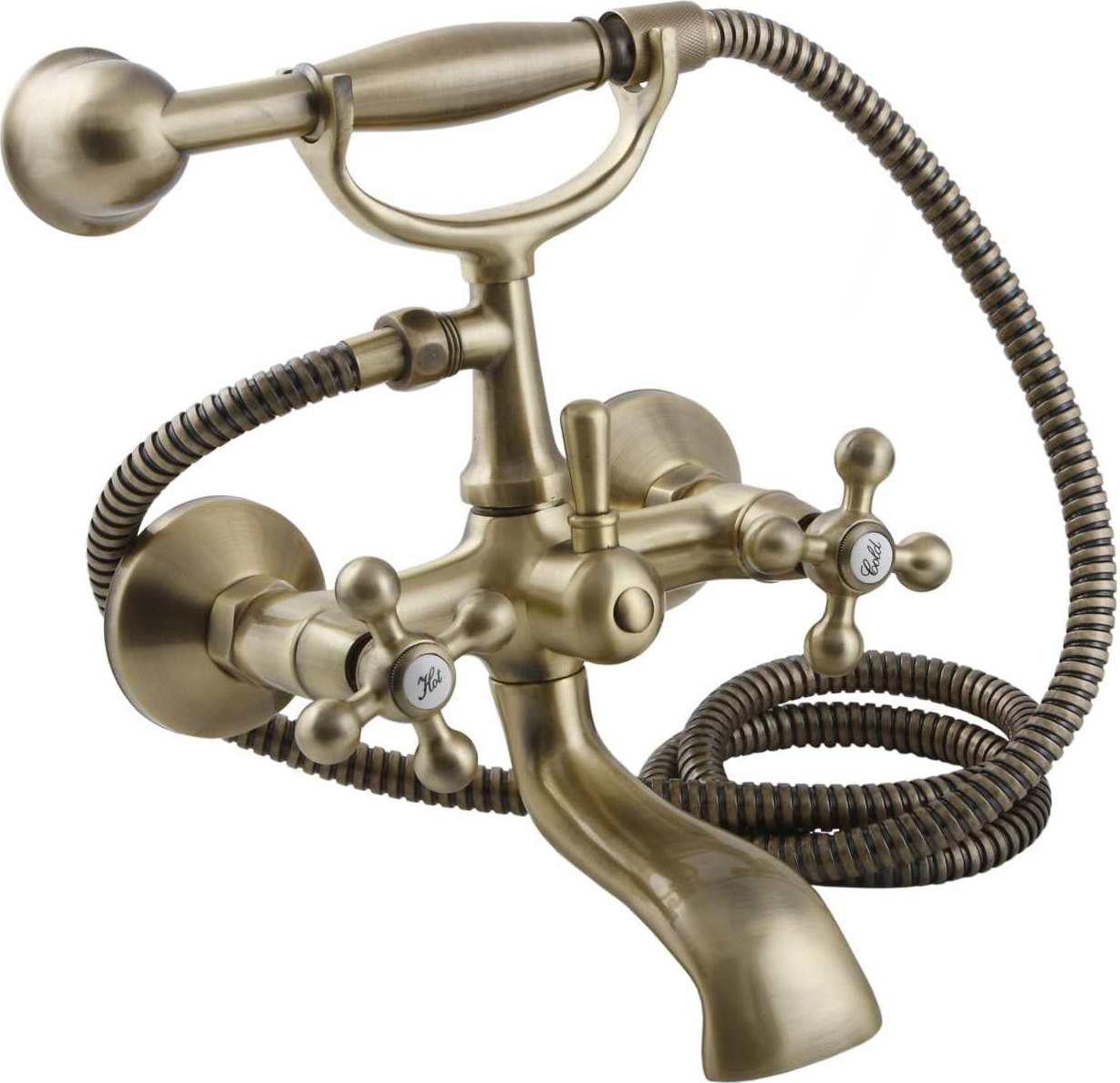 Kuchinox doucheset met wandbadarmatuur, antiek messing