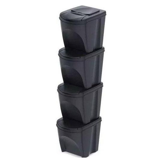 Prosperplast Keden Abfalleimer Sortibox 25l Set 4 - Anthrazit Eco Holz (25 l) (IKWB25S4W-S433W)