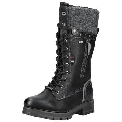 Schnürstiefel MUSTANG SHOES "Mustang Shoes Stiefel Lederimitat/Textil", Damen, Gr. 40, Textil, schwarz, Lederimitat, Textil, Schuhe Schnürstiefel