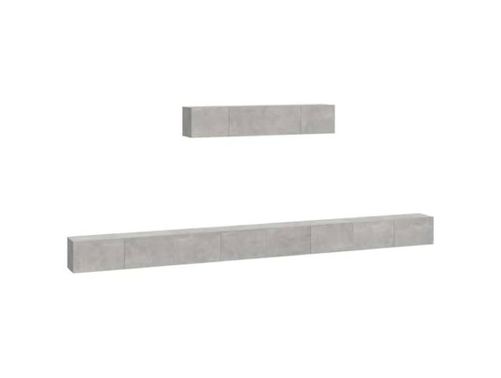 hliofuir 6-TLG. TV-Schrank-Set Betongrau Holzwerkstoff Wandmontage Schwebendes Lowboard Set schafft Ordnung im Wohnzimmer sowie Schlafzimmer durch geräumige Fächer.