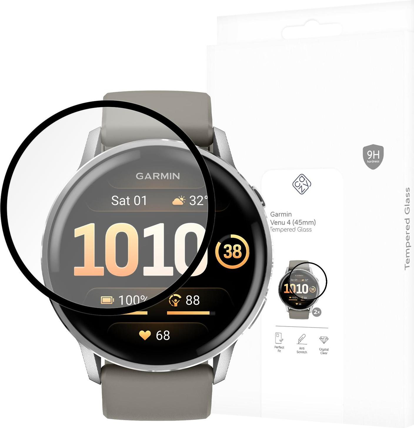 Screenprotector geschikt voor Garmin Venu 4 (45mm) - 2 stuks - Gehard Glas