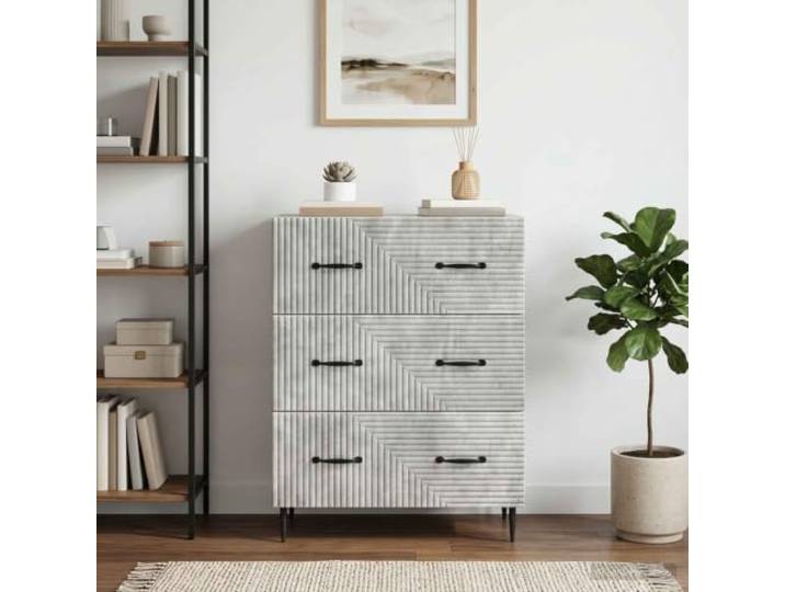HGFDSAWE Schubladenschrank Betongrau, 3 Schubladen Kommode für Wohnzimmer Stabiler Holzwerkstoff, Praktische Metallgriffe, Modernes Vintage-Design