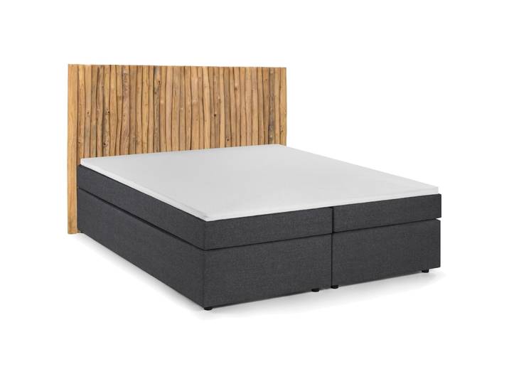 Boxspringbett Dättwil dunkelgrau Stoff 180 x 200 cm - Boxspringbett