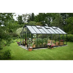 Juliana Gewächshaus Gärtner -21,4 m2 (Gr. 3)-Anthrazitgrau/Schwarz-3 mm Sicherheitsglas