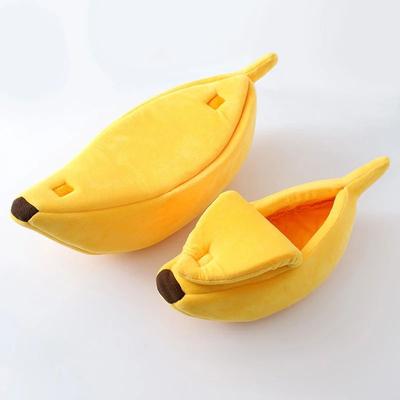 Uplift Treasures Winter Banana Cat Bed Cute Cozy Pet House Warm Portable Cat And Dog Cushion yellow l (24.41 * 9.84 * 7.1 In)