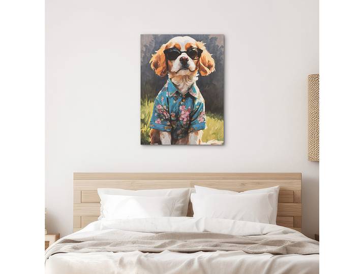 Leinwandbild Spring Time Spaniel Mischgewebe Multicolor 60 x 80 x 3cm