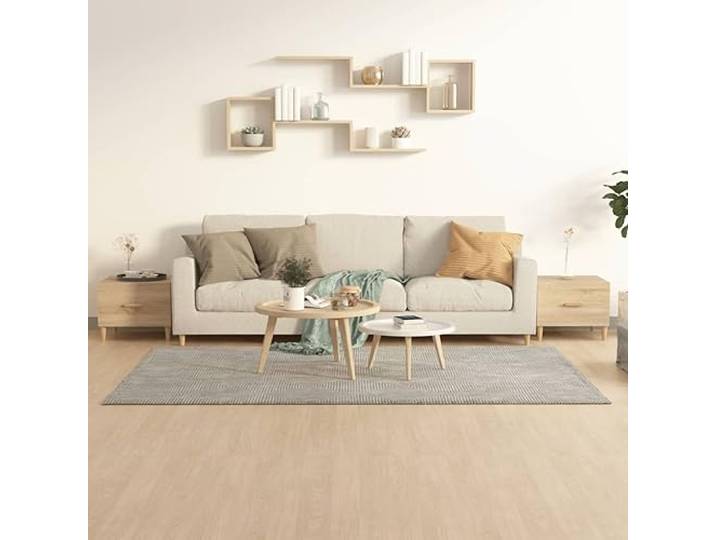 HEFZGDB Couchtische 2 Stück Sonoma-Eiche 50x50x40 cm Holzwerkstoff mit Schublade, Beistelltische für Wohnzimmer, Stauraum Möbel, robuste Tische minimalistisches Design