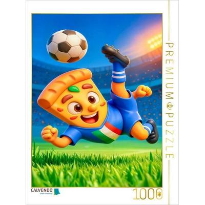 CALVENDO Puzzle Italienische Pizza beim humorvollen Fußball Fallrückzieher im Stadion | 1000 Teile Lege-Größe 64x48cm Foto-Puzzle für glückliche