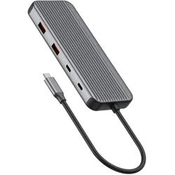 Sitecom - Multiport hub - 8 in 1 - USB-C - 1x HDMI + 1x DP - LAN (USB-C, 8 Ports), Dockingstation + USB Hub, Schwarz