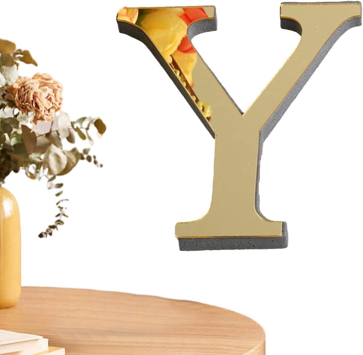 Zelfklevende 3D Acryl Alfabet Letters voor Wanddecoratie - 26 Letters - Lichtgoud