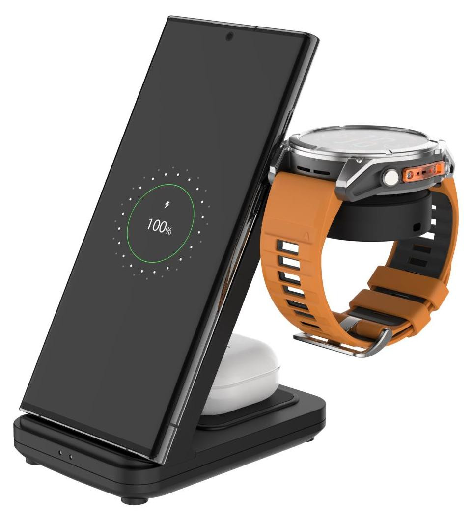 3-in-1 Inductielader voor Garmin en Qi, 18W, zwart