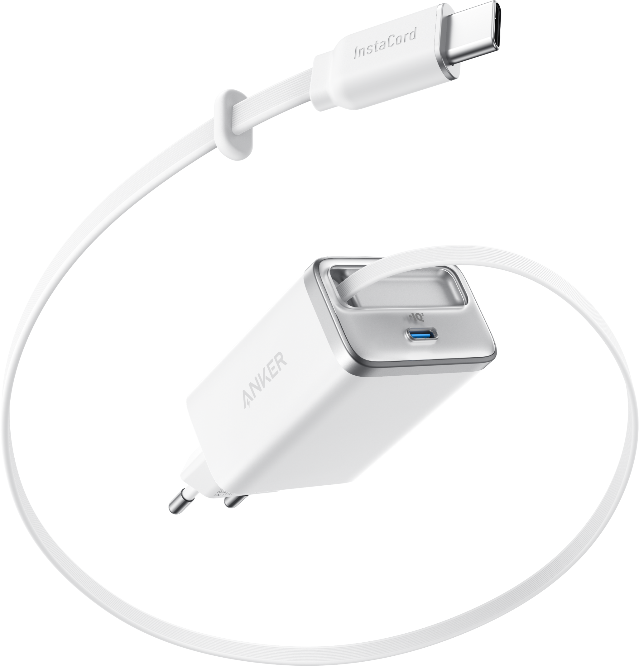 eufy Anker Nano Ladegerät (35W, Integriertes einziehbares USB-C Kabel) Schwarz