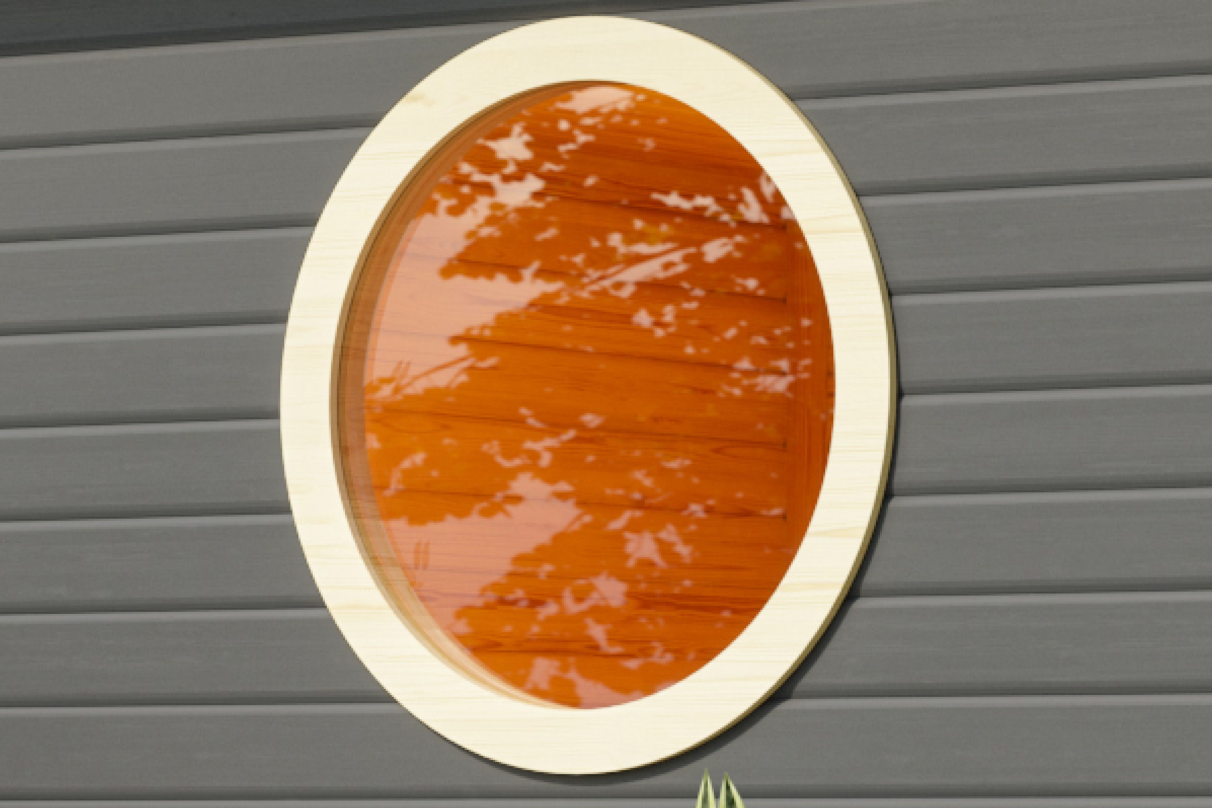 Saunafenster KARIBU "rund, Klarglas", weiß (elfenbeinweiß), B:84cm H:84cm, Glas, Massivholz, Fenster, Saunafenster, für natürliches Licht im Saunainnenraum
