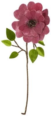 Northlight "20"" Pink Heart Flower with Stem and Leaves Christmas Pick"