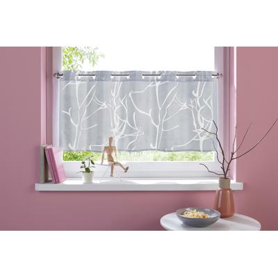 Scheibengardine OTTO HOME "Anna, 1 Stück, halbtransparent, Ösen, Äste-Motiv" Gr. 2, weiß, B:120cm H:30cm, Ausbrenner, Polyester, Gardinen, Viskose & Polyester, Äste-Motiv
