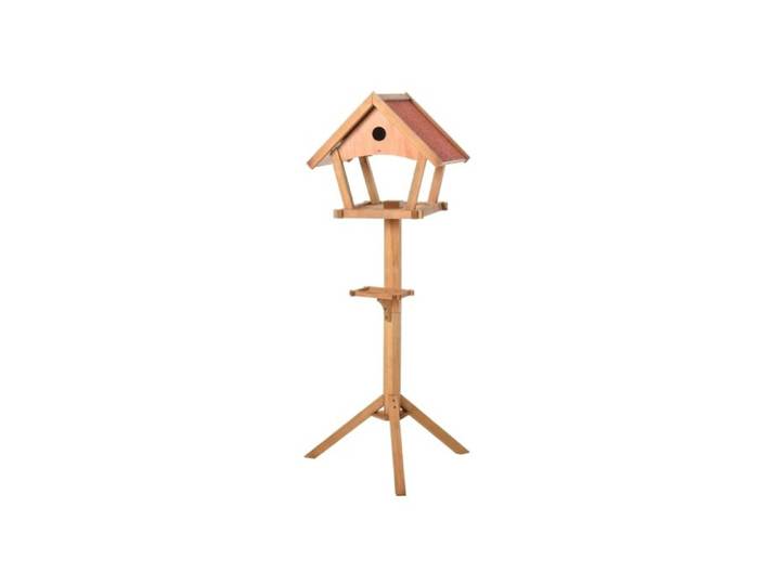 Wooden Bird Table Freestanding Feeding Station for Garden Outside 139H cm Natural