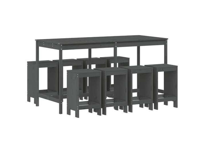 vidaXL Ensemble bar de jardin 9 pièces gris pin massif